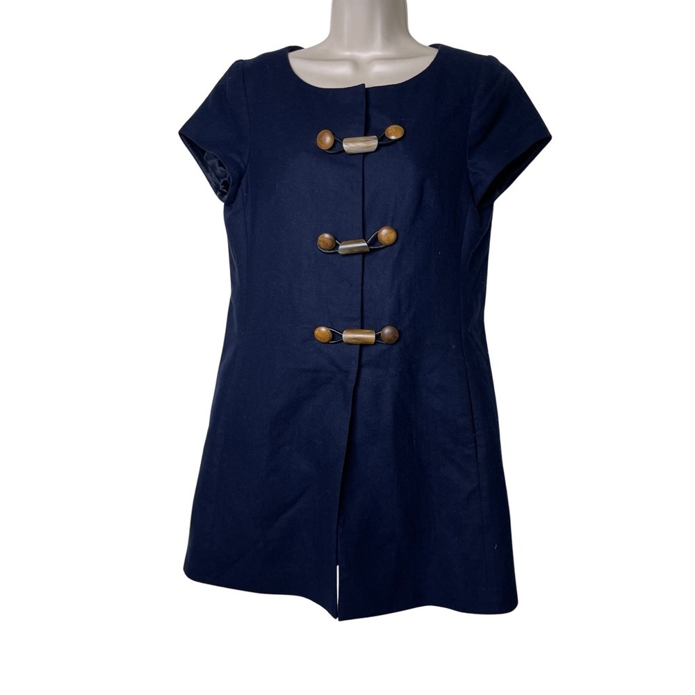 Charlotte Brody navy blue 100% wool mini short sleeve dress sz 4